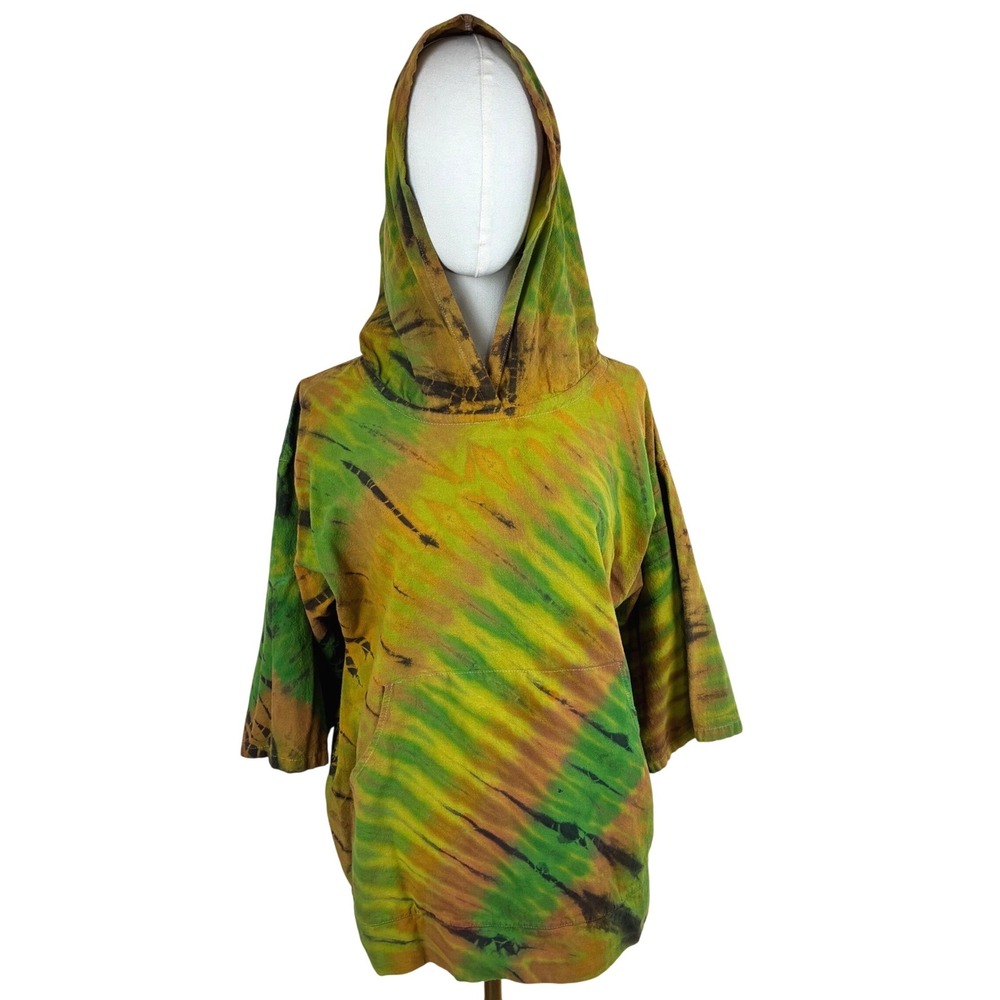 Unisex Top Sz M Hooded Festival Fairy Grunge Boho Ren Fair Goblin Earthy Tie Dye